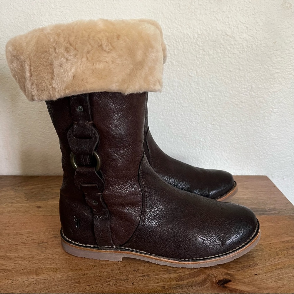 Frye Winter Brown Boots Womens 
Leather Harnes Paige Loop Lug Size 7 B